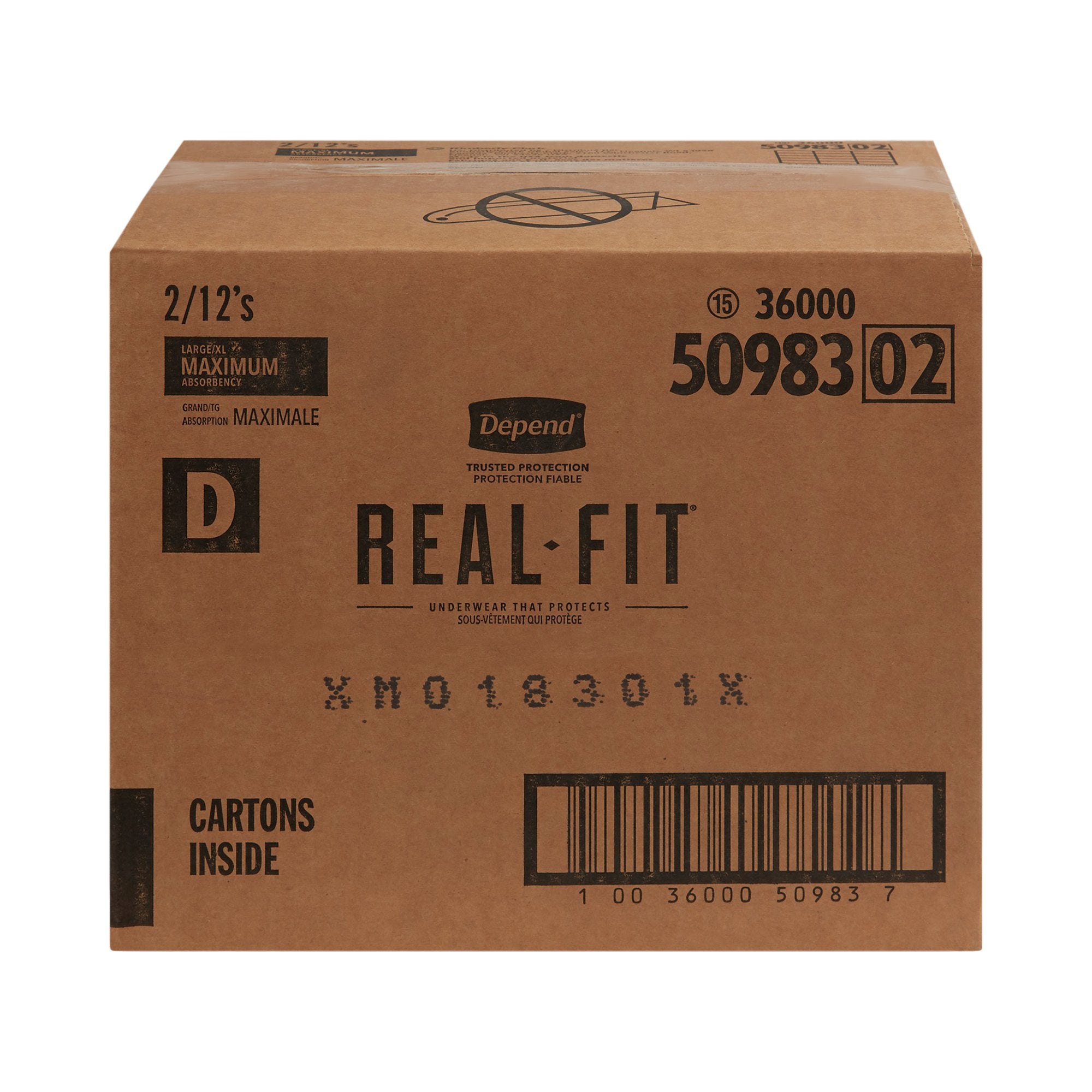 Depend® Real Fit® Maximum Absorbent Underwear, Large / Extra Large (12 Units)