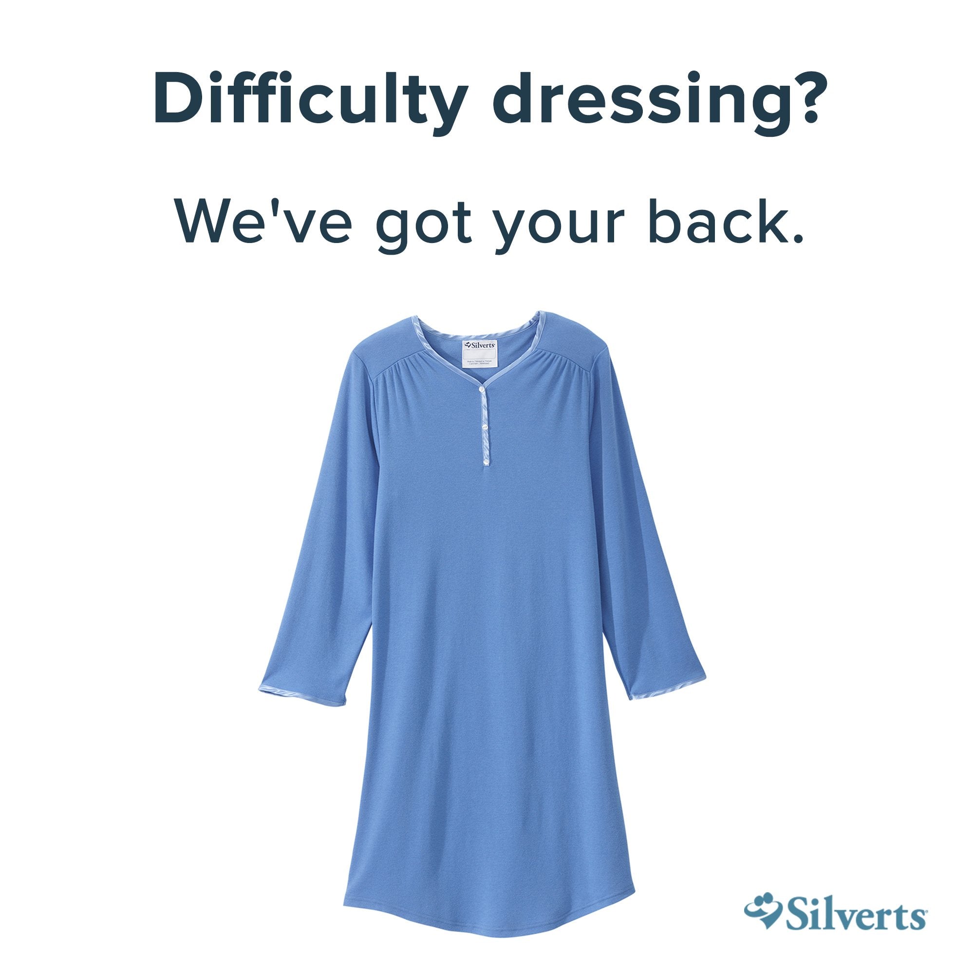 Silverts® Shoulder Snap Patient Exam Gown, Large, Blue (1 Unit)
