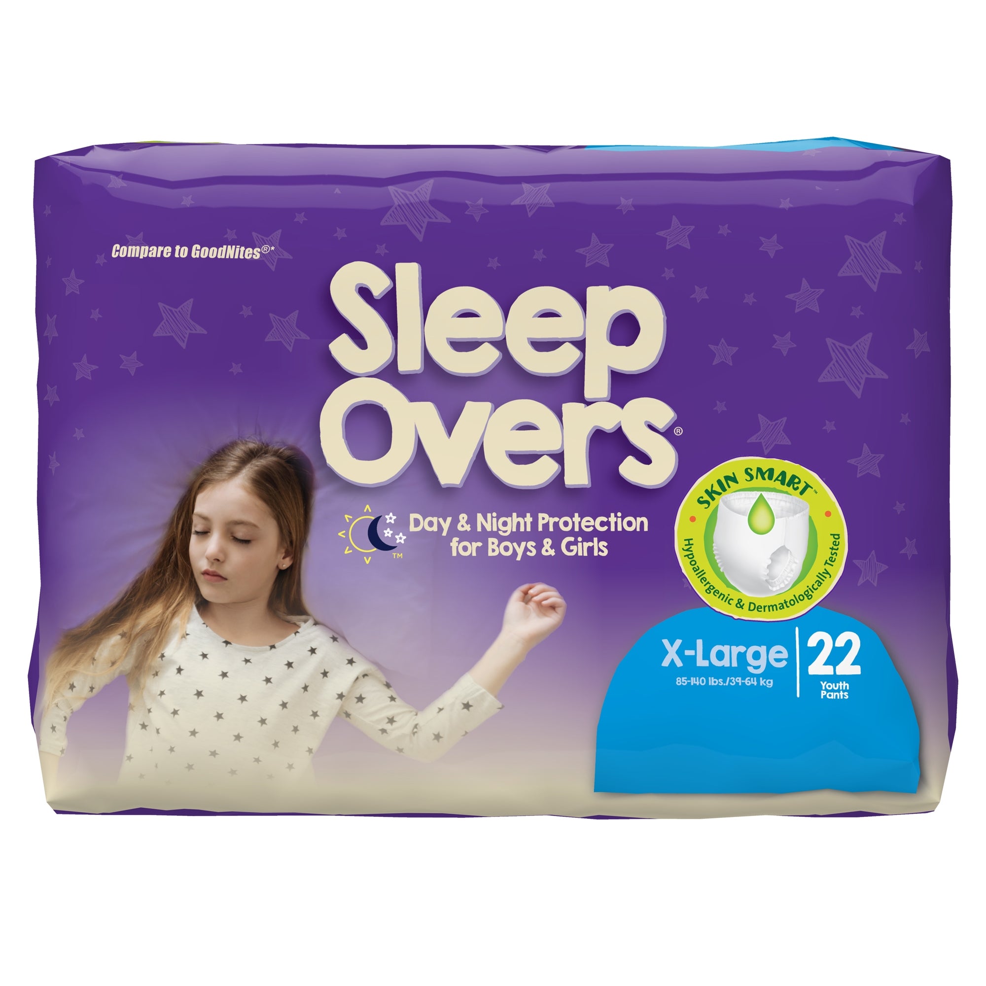 Cuties® Sleep Overs® XL Absorbent Underwear - Unisex, Tear Away Seams (22 Pack)