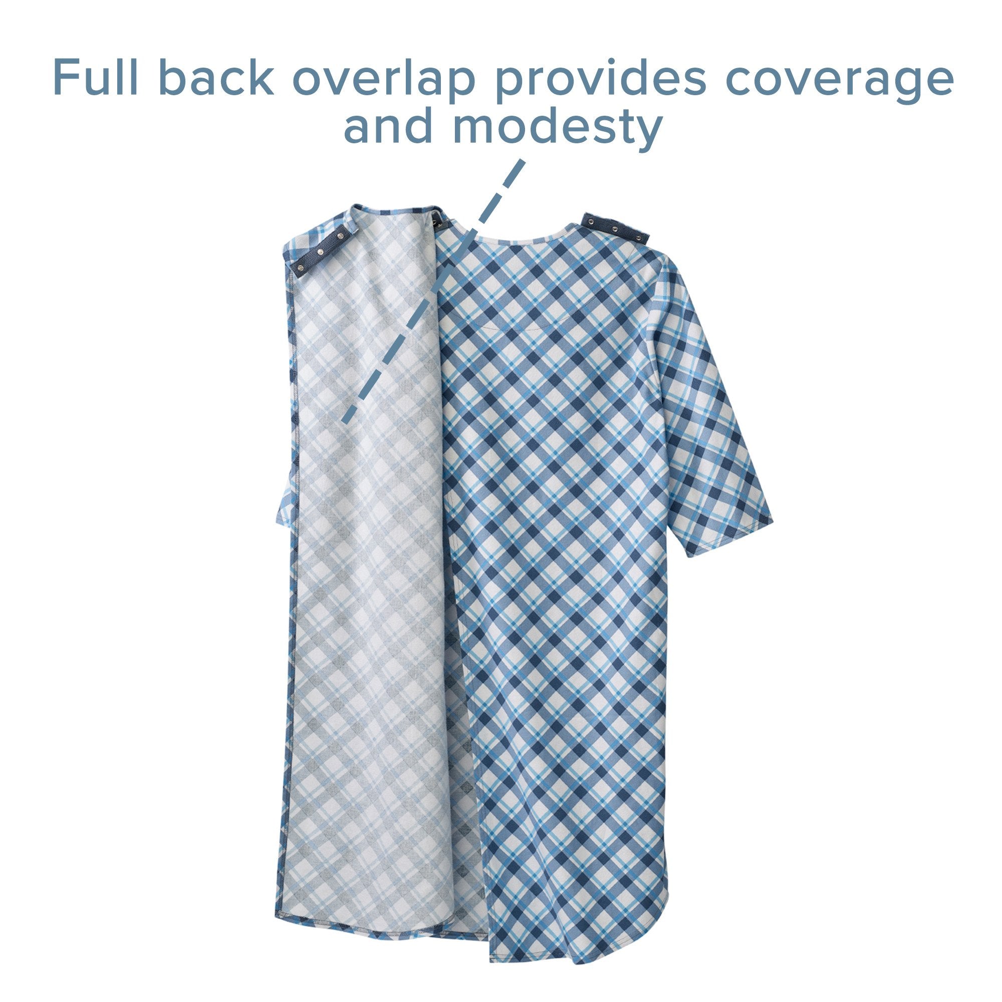 Silverts® Shoulder Snap Patient Exam Gown, 3X-Large, Diagonal Blue Plaid (1 Unit)