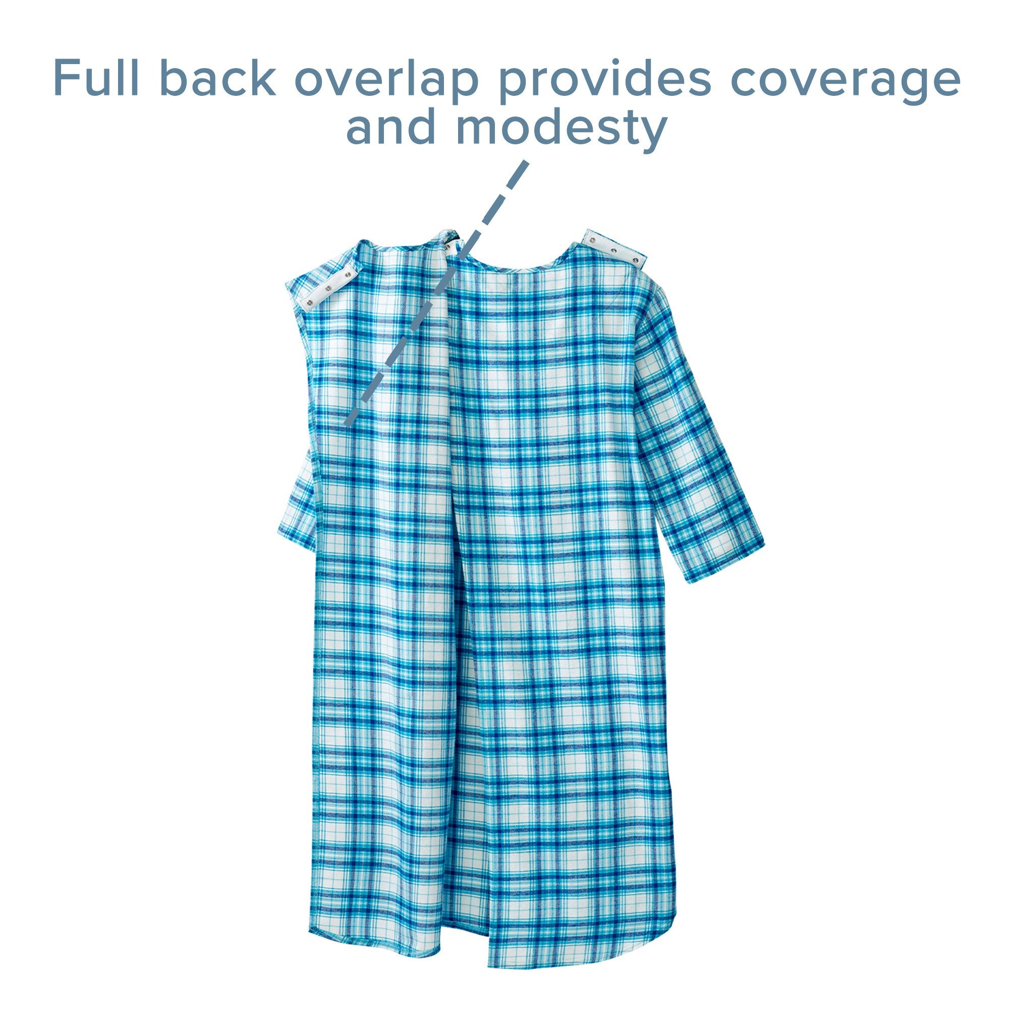 Silverts® Shoulder Snap Patient Exam Gown, Large, Turquoise Plaid (1 Unit)