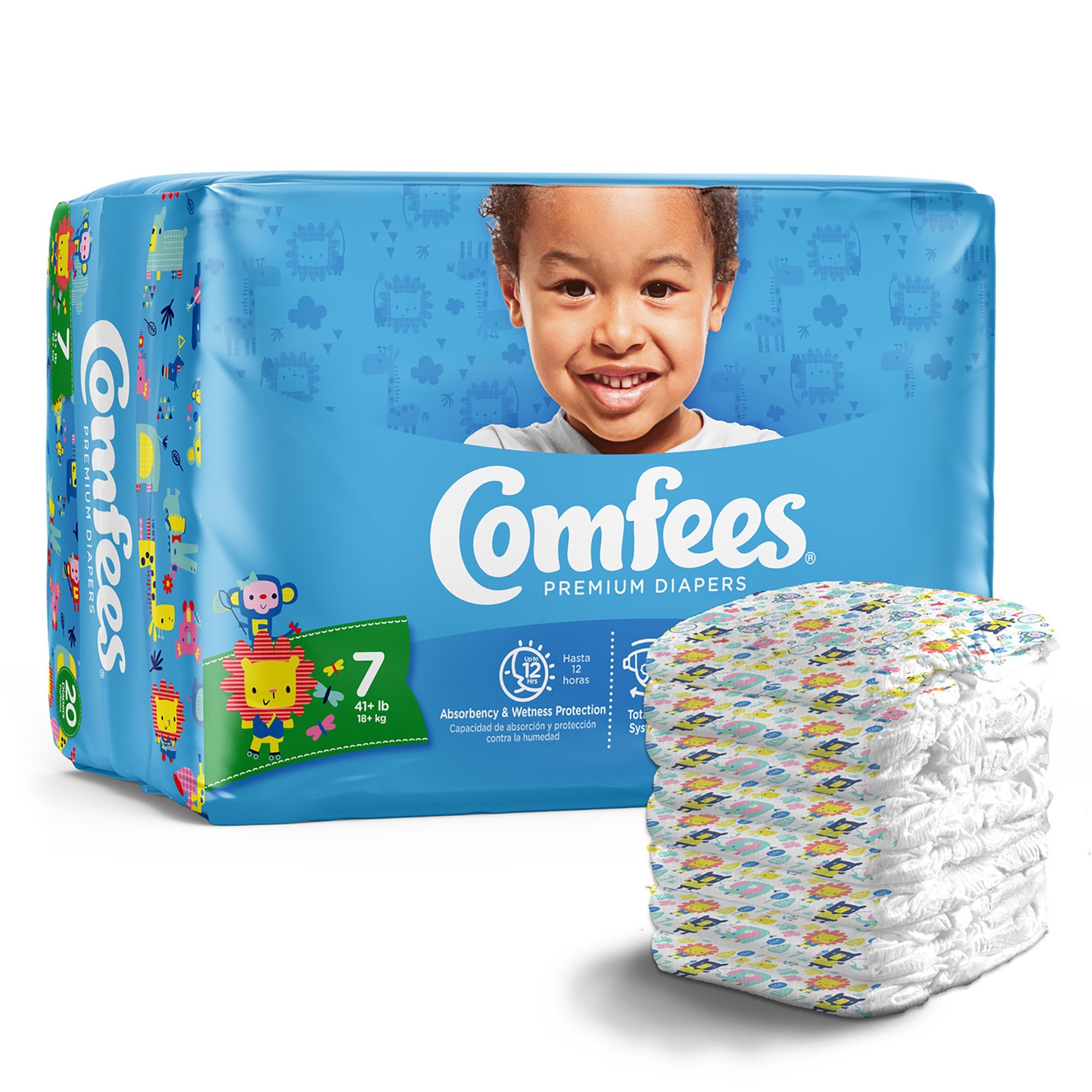 Comfees Premium Baby Diapers Size 7, Moderate-Absorbent, 80-Pack