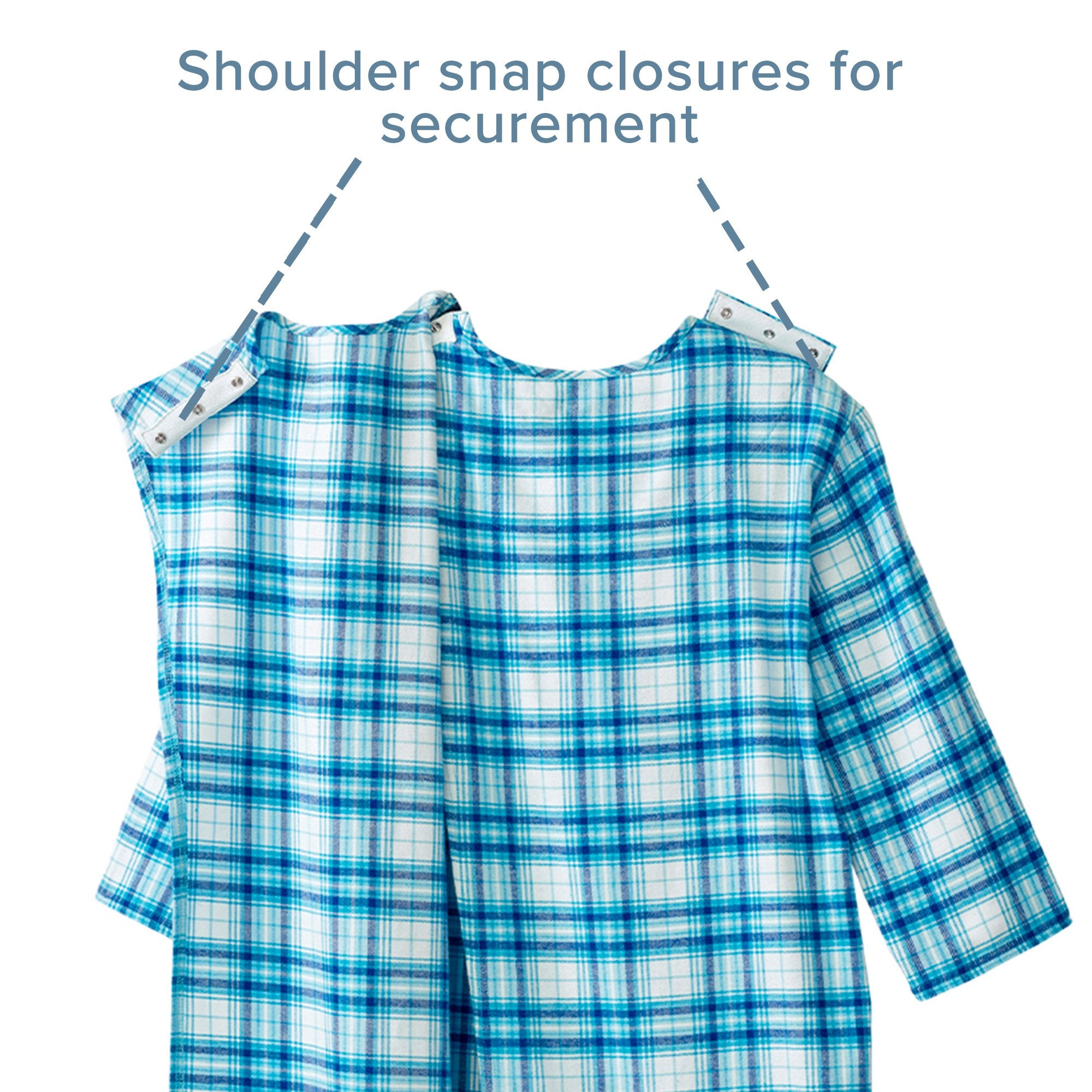 Silverts® Shoulder Snap Patient Exam Gown, Medium, Turquoise Plaid (1 Unit)