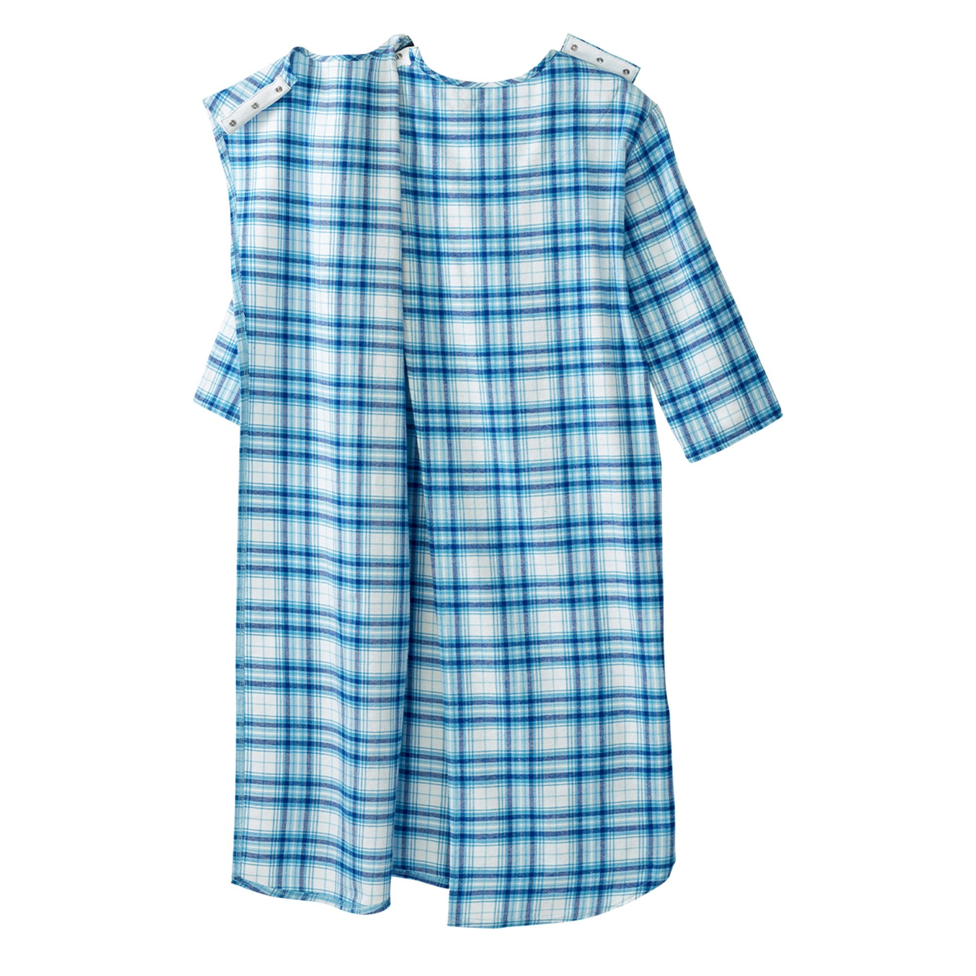 Silverts® Shoulder Snap Patient Exam Gown, Small, Turquoise Plaid (1 Unit)