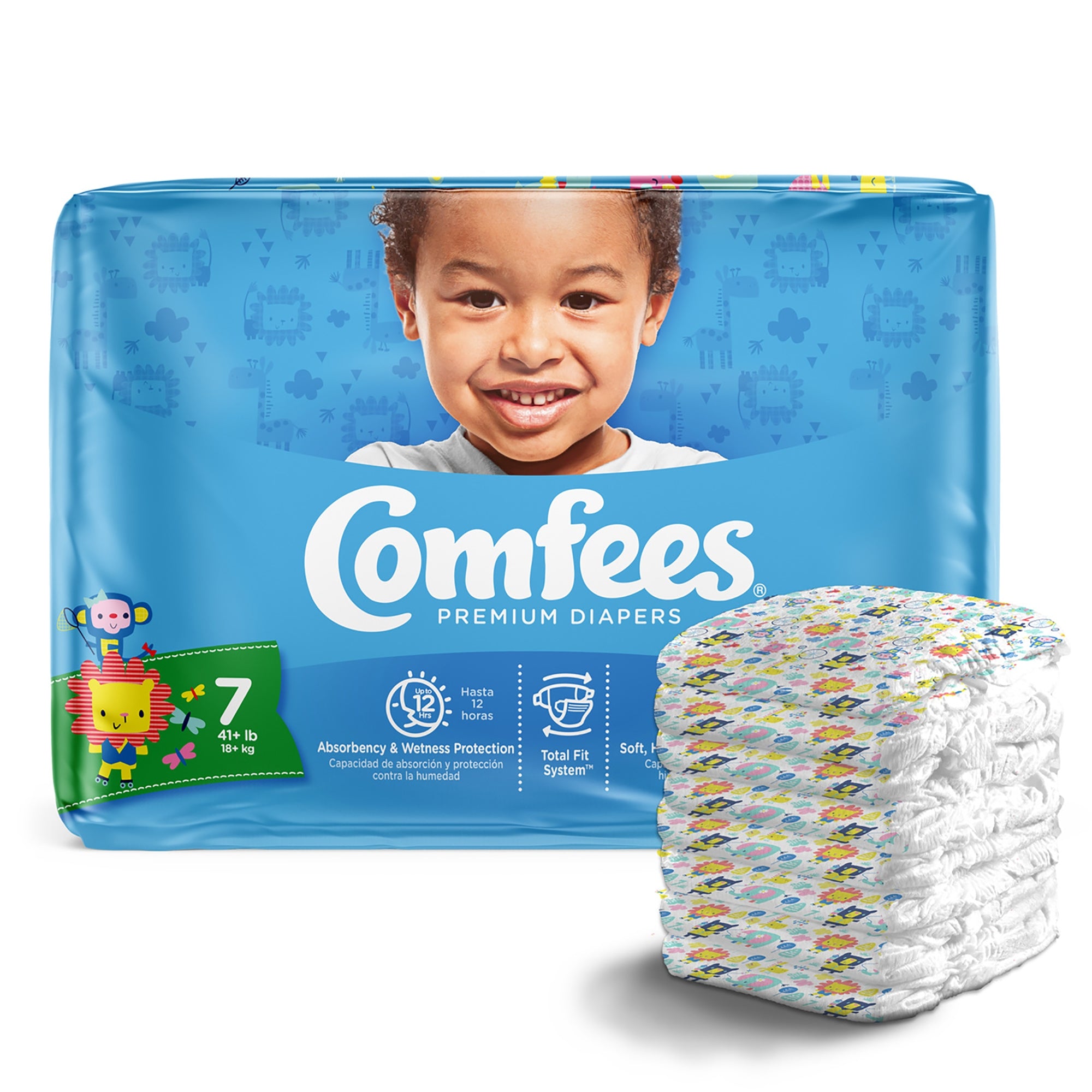 Comfees Premium Baby Diapers Size 7, Moderate-Absorbent, 80-Pack