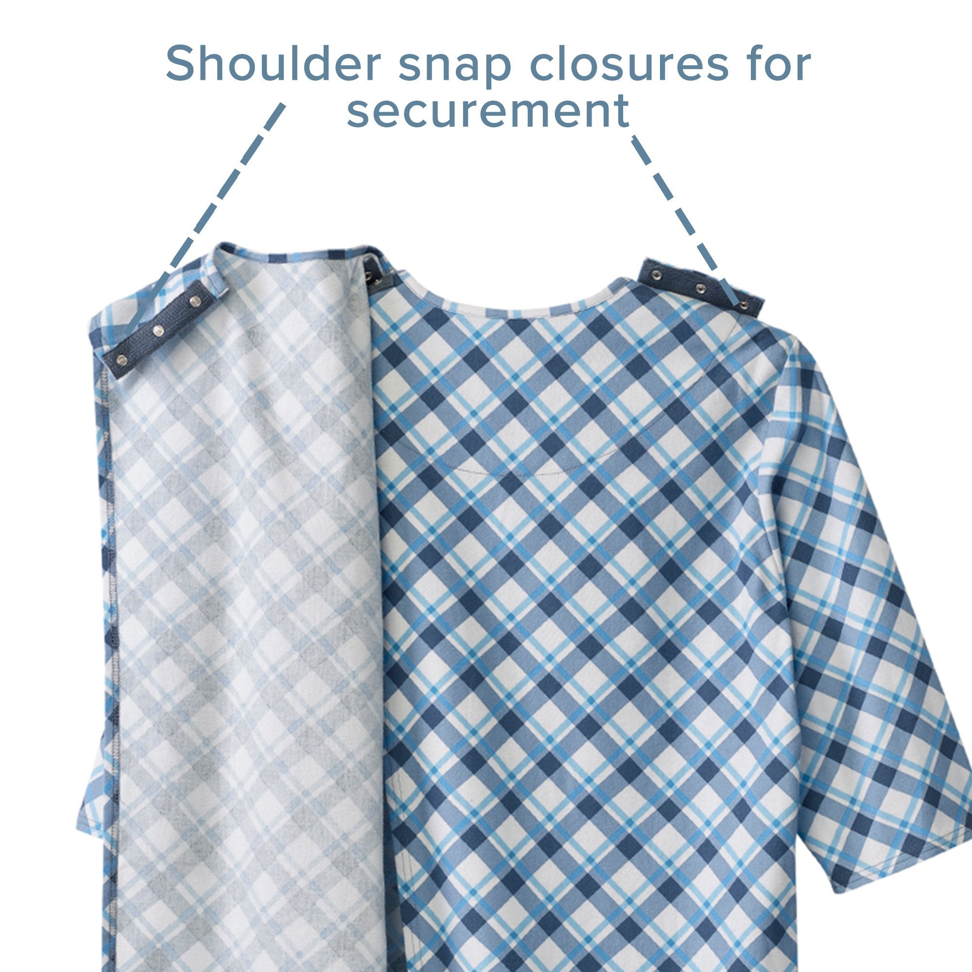 Silverts® Shoulder Snap Patient Exam Gown, 3X-Large, Diagonal Blue Plaid (1 Unit)