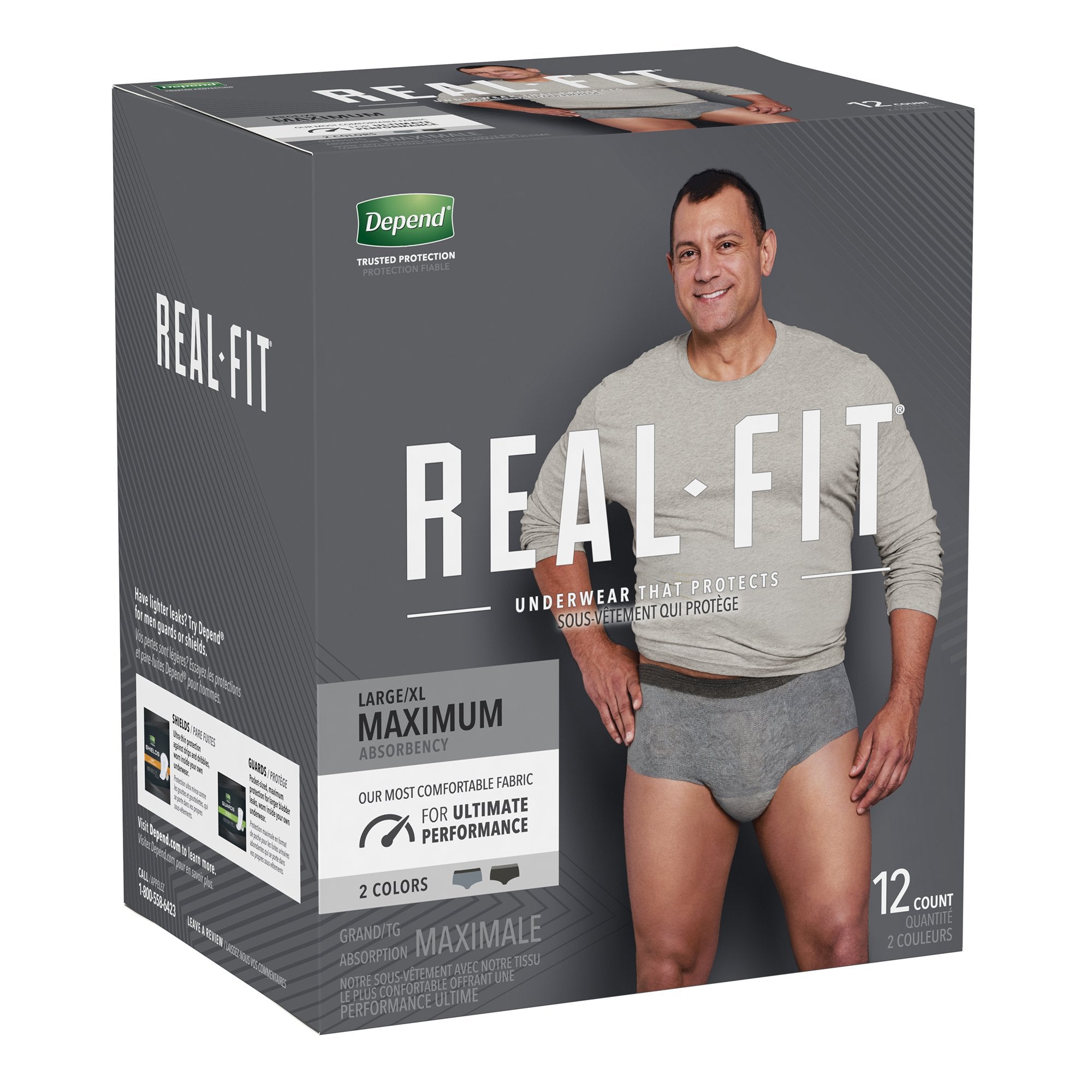 Depend® Real Fit® Maximum Absorbent Underwear, Large / Extra Large (12 Units)
